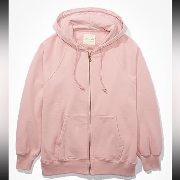 American Eagle Outfitters Tops - AEO Oversized Full Zip Hoodie Sweatshirt Blush Pink XS/Small
